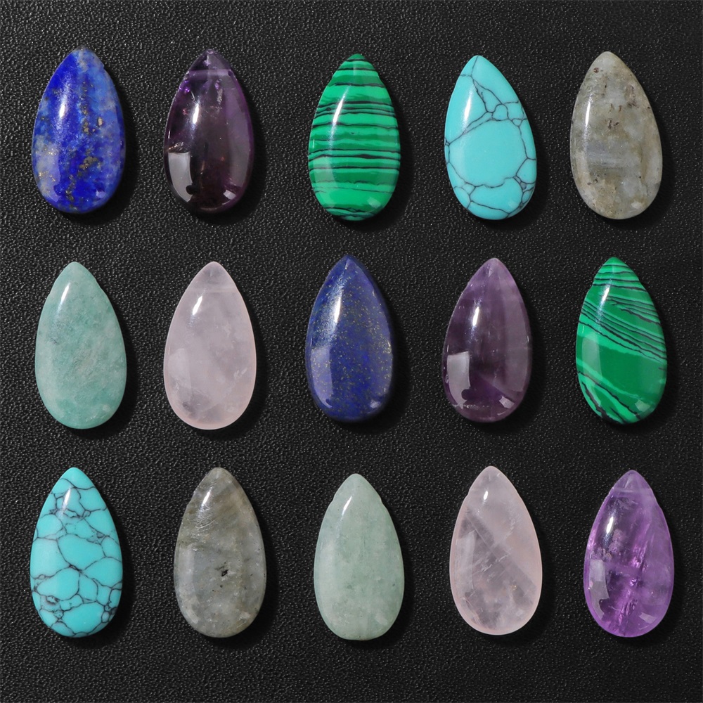 2PCS Natural Teardrop Stone Pe - Jewelry Making Gemstones ulasan dan harga