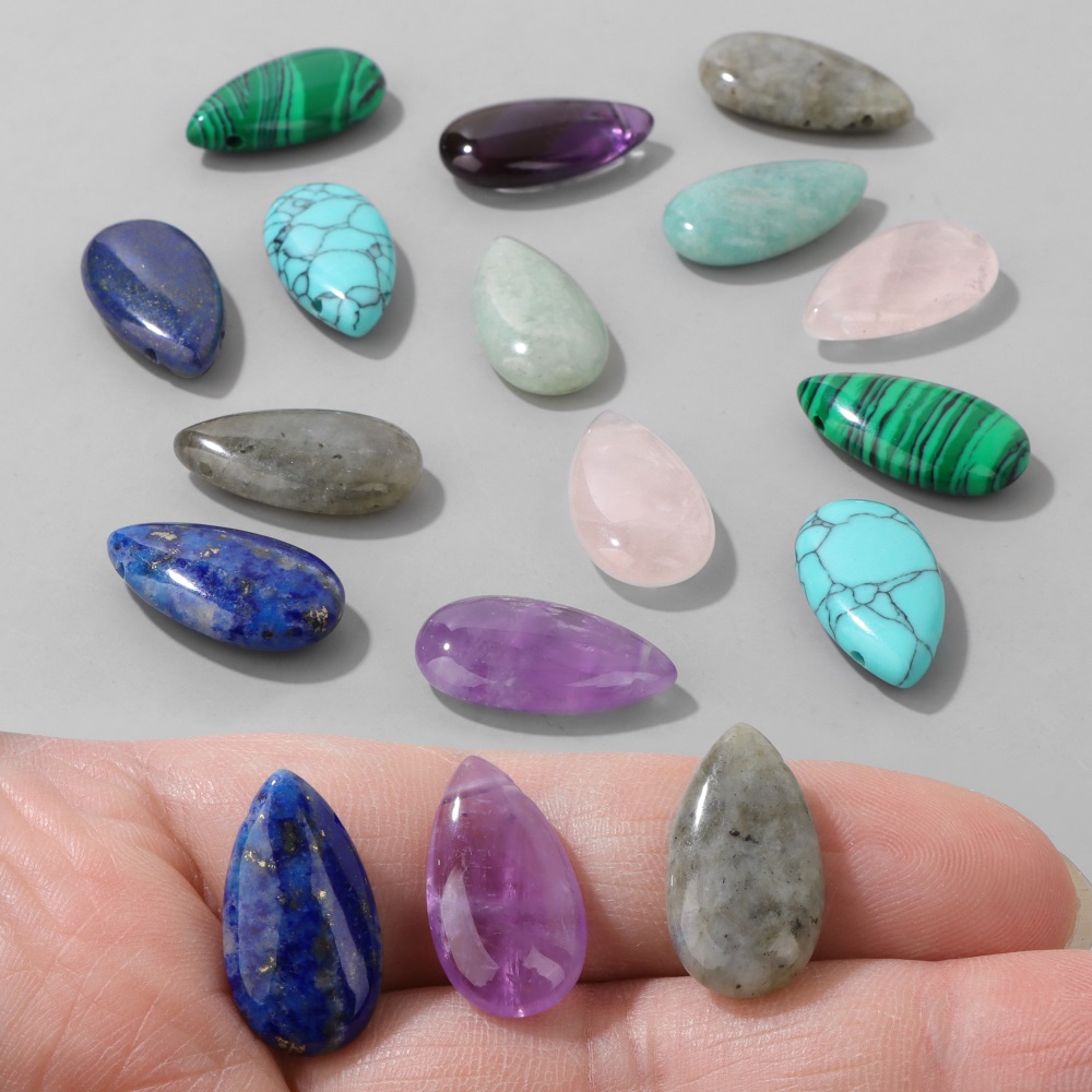2PCS Natural Teardrop Stone Pe - Jewelry Making Gemstones ulasan dan harga