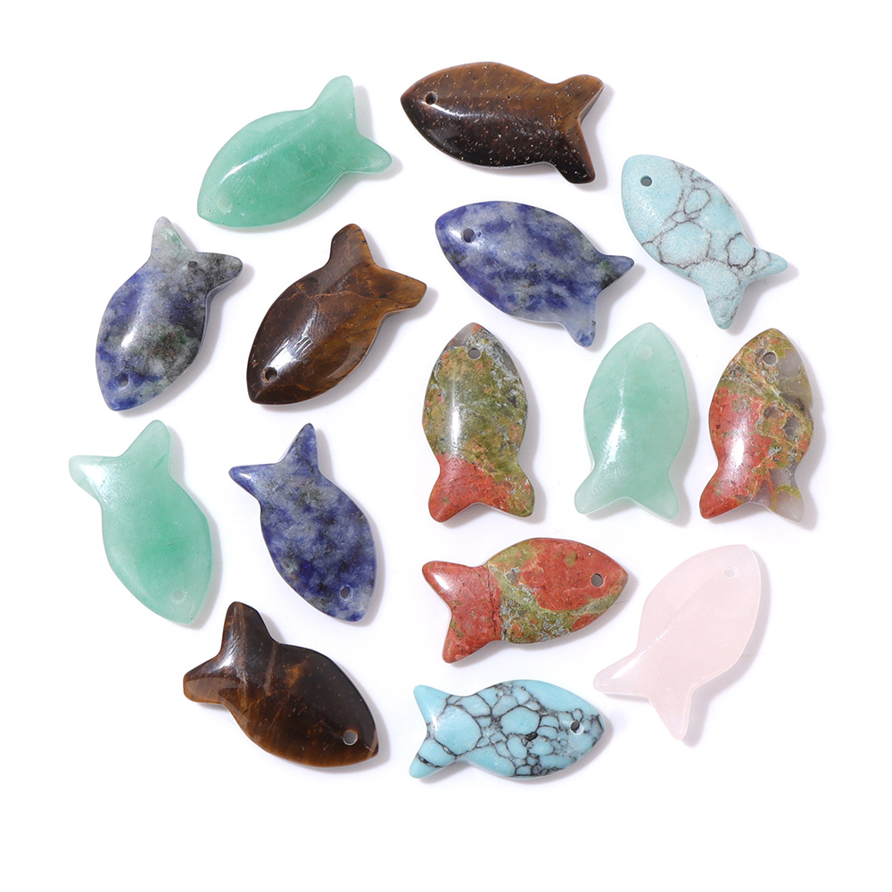 2Pcs Fish Shape Natural Stone  - Jewelry Making Gemstones ulasan dan harga