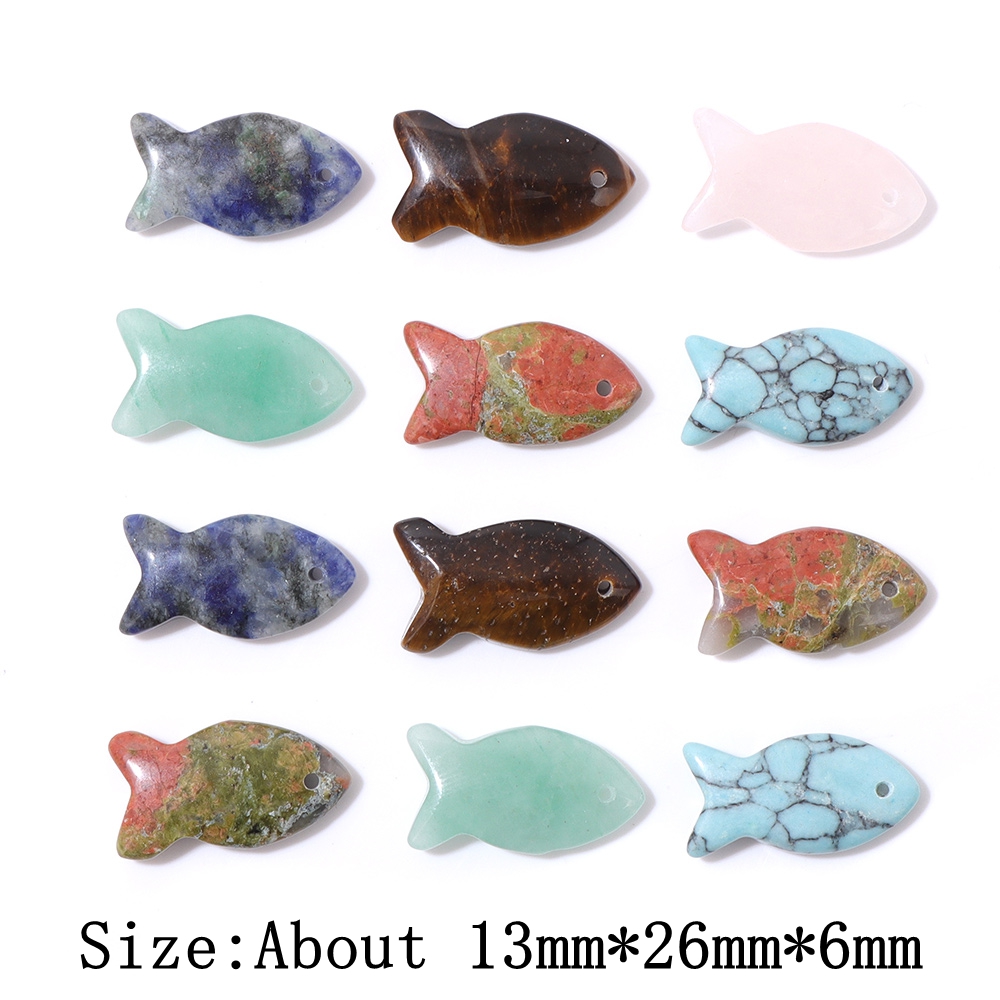 2Pcs Fish Shape Natural Stone  - Jewelry Making Gemstones ulasan dan harga
