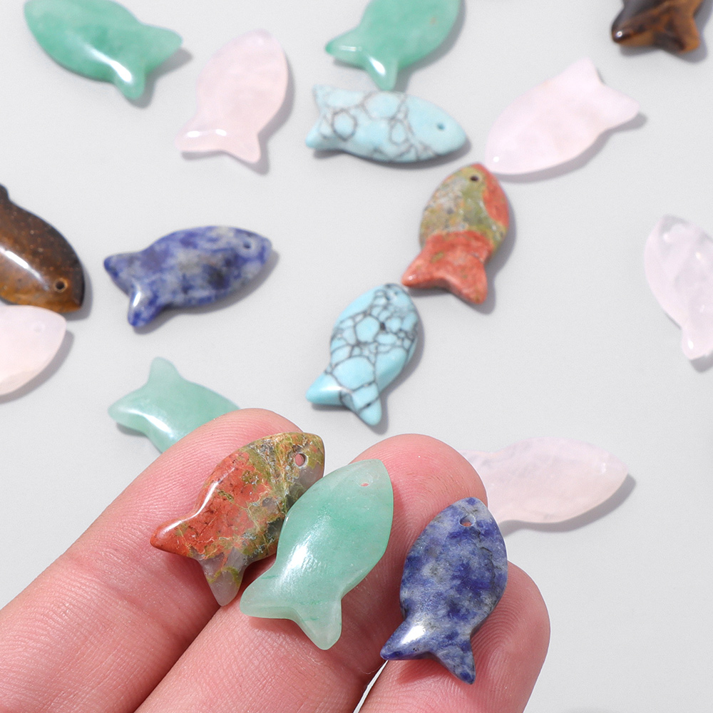 2Pcs Fish Shape Natural Stone  - Jewelry Making Gemstones ulasan dan harga