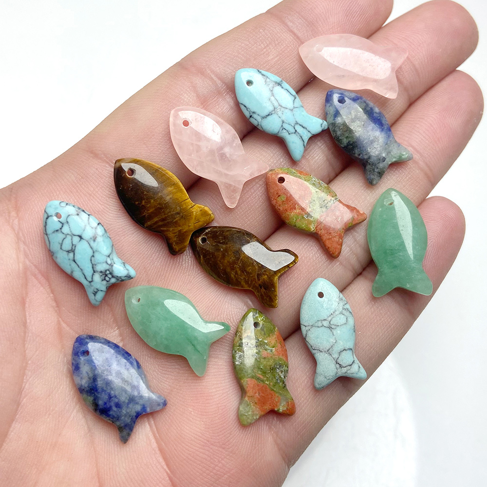 2Pcs Fish Shape Natural Stone  - Jewelry Making Gemstones ulasan dan harga